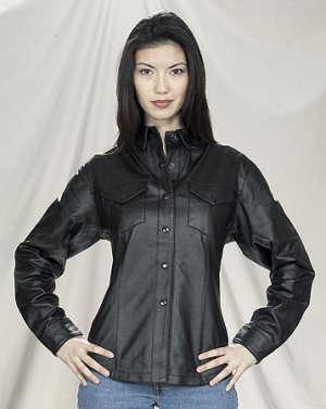 Ladies Leather Shirt w/ Snaps Lining