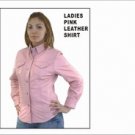 Ladies Pink Leather Shirt w/ Snaps Lining