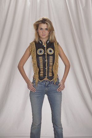 Ladies Vest w/ Beads, Bone, Braid & Fringe w/ Snaps