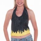 Ladies Black & Yellow Leather Halter w/ Fringe