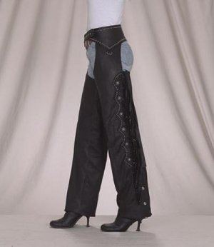 Ladies Chap w/ Stud, Beaded Fringe & Fashion Snap