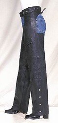 Plain Naked Cowhide Chaps Covered Zipper w/ Flap & Mesh Lining