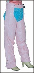 Pink Leather Chaps Covered Zipper w/ Flap & Mesh Lining