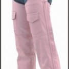 Pink Braided Chaps Leather Covered Zipper w/ Flap & Mesh Lining
