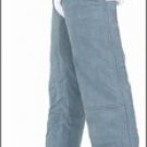 Denim Look Genuine Leather Chaps Covered Zipper w/ Flap & Mesh Lining