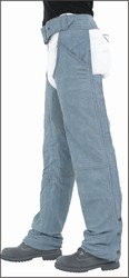 Denim Look Genuine Leather Chaps Covered Zipper w/ Flap & Mesh Lining