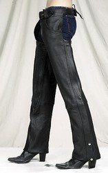 Ladies Naked Cowhide Plain Chaps w/ Vertical Gather in Thighs for Fitting as Shown