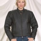 Ladies Heavy Duty Soft Leather Vented Racer Jacket w/ Z/O Lining & Side Laces