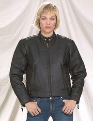 Ladies Heavy Duty Soft Leather Vented Racer Jacket w/ Z/O Lining & Side Laces
