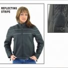 Ladies Soft Leather Jacket w/ Z/O Lining & NW, Front & Back Airvents, 2 Reflective Stripes