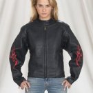 Ladies Motorcycle Jacket w/ Flame & Z/O Lining