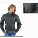 Ladies Soft Leather Jacket w/ Z/O Lining, Reflective Stripes on Sleeves & Gathered Sides