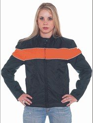 Ladies Soft Leather Jacket w/ Orange Stripe