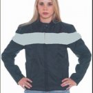 Ladies Soft Leather Jacket w/ Silver Stripe
