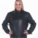 Ladies Leather Racer Jacket w/ Front & Back Airvents, Z/O Lining & Verticle Gathered Sides