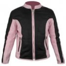 Ladies Naked Cowhide Black & Pink Leather Racer Jacket w/ Z/O Lining