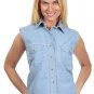Ladies Light Blue Denim Sleeveless Shirt (Full Length) w/ Buttons