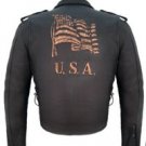 Mens MC Jkt Z/O Lining w/ Side Laces, and embossed US Flag on Back