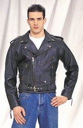 Mens Naked Cowhide MC Jkt, Airvent 1-Pc Back Z/O Lining, Sidelaces & Long Back
