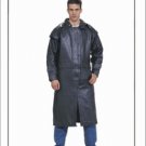 Mens Black Duster Zipout Lining, Leg Straps & Removable Leather Cape