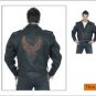 Mens Retro Brown Jacket, Emboss Eagle on Back, Z/O Lining, Side Laces, Cowhide