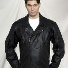 Mens Naked Cowhide MC Jkt w/ Airvent Front, Back & Arms, Z/O Lining, Vertical Gather Sides