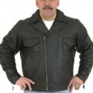 Mens Racer Jacket Airvents, Gather Sides, Z/O Lining Cowhide Leather, Double Zipper on Front as Show