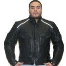 Mens Naked Cowhide Leather Jacket w/ Airvents & Z/O Lining w/ Reflector on Front & Back