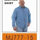 Mens Denim Look Genuine Leather Shirt w/ Snaps