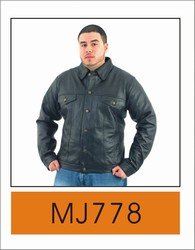 Mens Leather Shirt w/ Buttons
