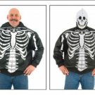 Mens Top Grade Soft Leather Skeleton w/ Skull Hood