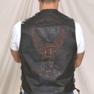 Mens Retro Brown Vest Side Laces, Eagle Emboss in the Back