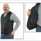 Mens Plain Vest Black, Side Laces, 2 Front, 2 Inside Pockets, Naked Cowhide Leather