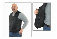 Mens Plain Vest Black, Side Laces, 2 Front, 2 Inside Pockets, Naked Cowhide Leather