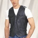 Mens Leather Vest w/ Braid & Side Laces