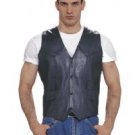 Mens Plain Vest Black, 2 Front, 2 Inside Pockets, Cowhide Leather