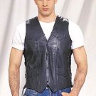 Mens Vest w/ Side Laces, 2 Front, 2 Inside Pockets, Cowhide Leather