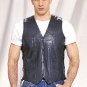 Mens Vest w/ Side Laces, 2 Front, 2 Inside Pockets, Cowhide Leather