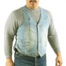 Mens Plain Denim Vest, w/ Side Laces, 2 Front, 2 Inside Pockets