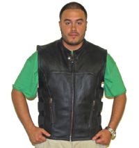 Mens Leather Vest w/ Velcro Straps