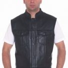 Mens Leather Vest, 2 Front Pockets
