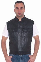 Mens Leather Vest, 2 Front Pockets