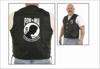 Mens Plain Vest Black w/ POW Logo on Front & Back, Side Laces, 2 Front, 2 Inside Pockets, Top Grade 