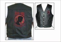 Mens Plain Vest Black w/ Red POW Logo on Front & Back, Side Laces, 2 Front, 2 Inside Pockets, Top Gr