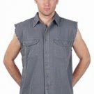 Mens Denim Ash Sleeveless Shirt w/ Buttons