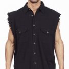 Mens Denim Black Sleevelss Shirt w/ Buttons