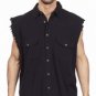 Mens Denim Black Sleevelss Shirt w/ Buttons