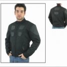 Mens Leather & Codora Motorcycle Jacket w/ Z/O Lining, Airvents, Reflective Stripes on Front & Back,