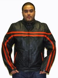 Mens Orange Striped Racer Jacket w/ Airvents