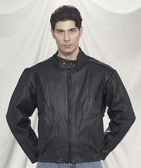 Mens Racer Jacket w/ Front & Back Airvents, Heavy Duty Soft Leather